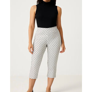 So Slimming by Chico's Womens Capri Pants Sz 15 White Black Dots Preppy Feminine